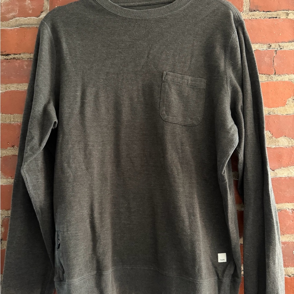 Vuori Men's Dark Gray Pocket Crewneck Sweater